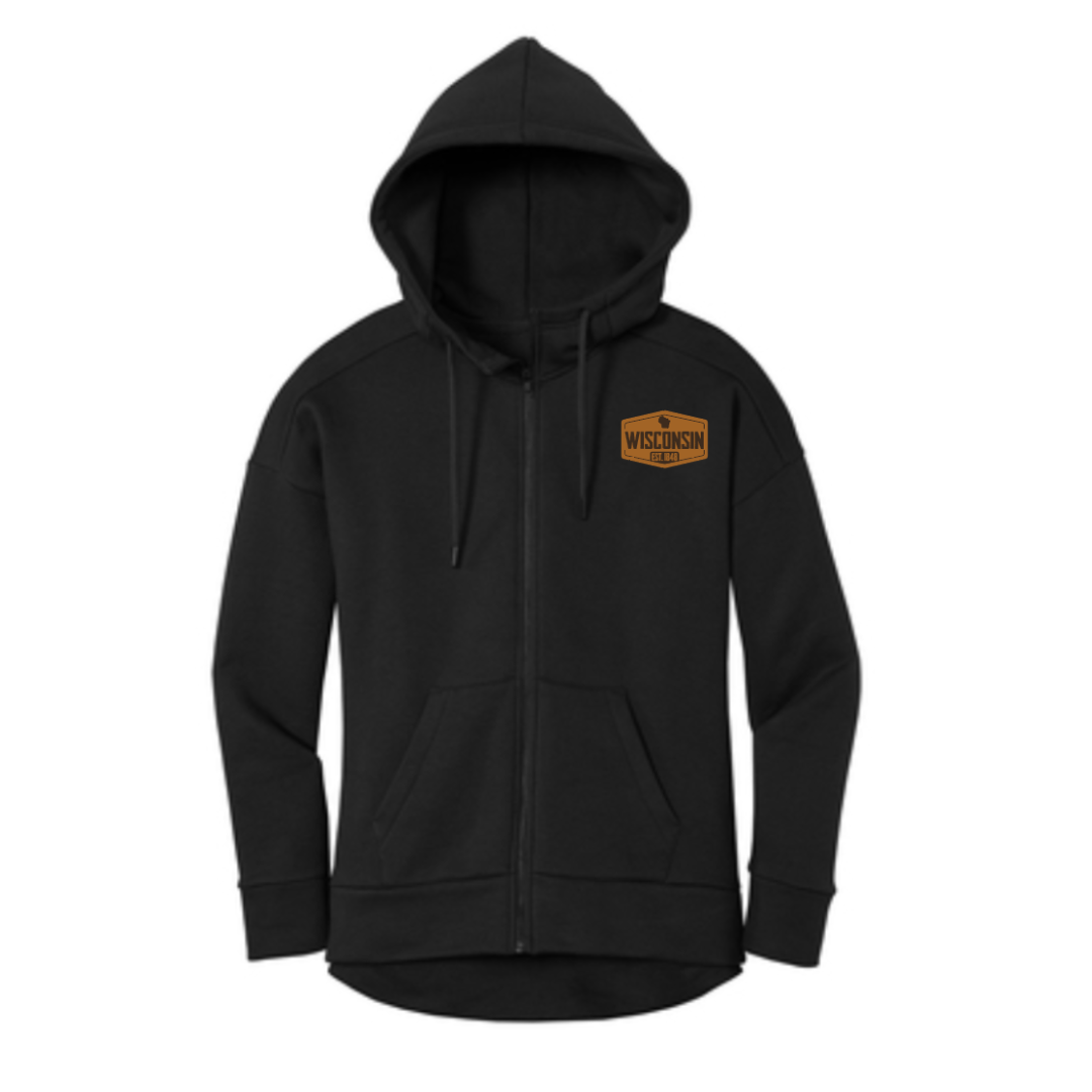 Men's Leather Patch Zip Hoodie - Black – Discover Wisconsin