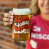 Wisconsin Red & White Can Glass