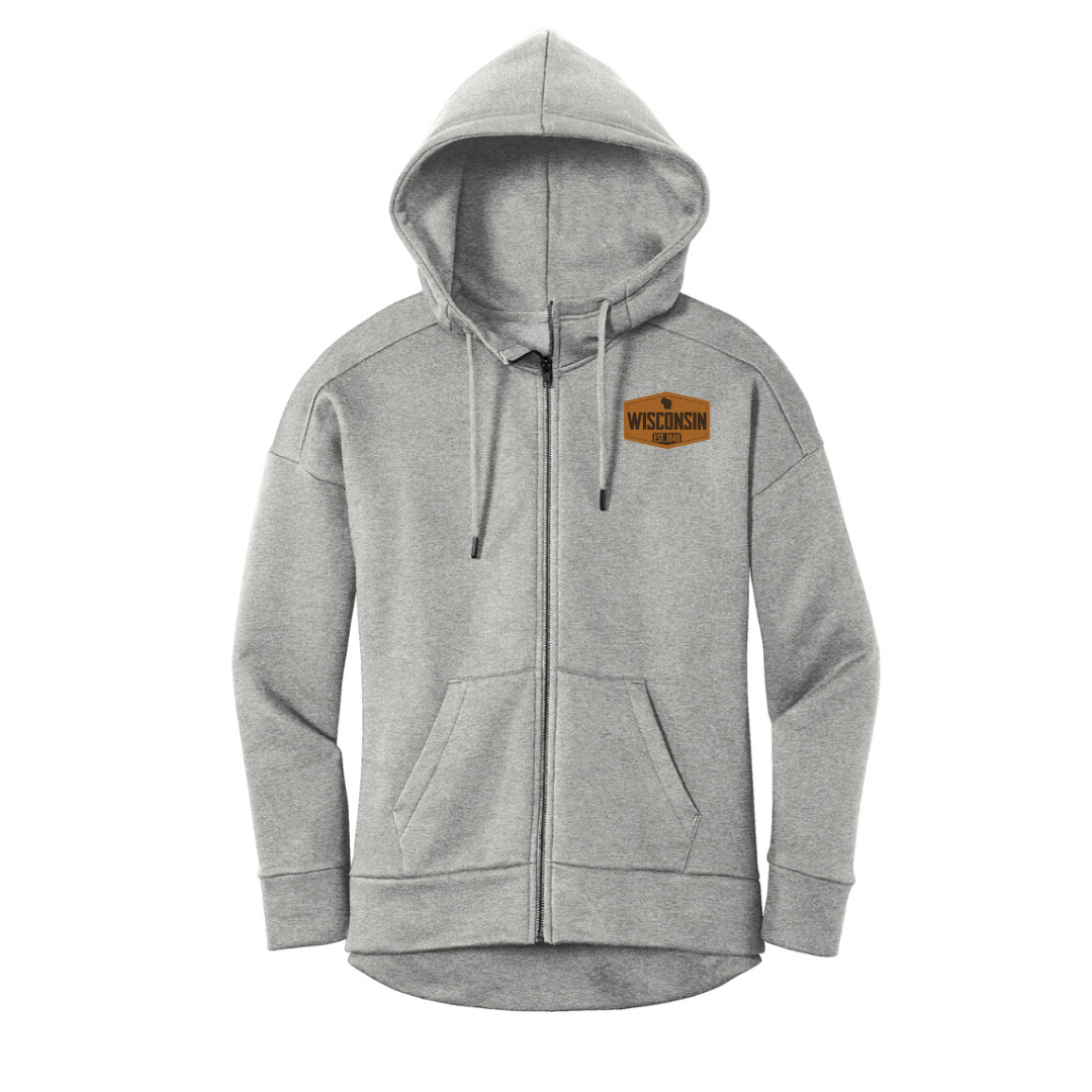 Men's Leather Patch Zip Hoodie - Grey – Discover Wisconsin