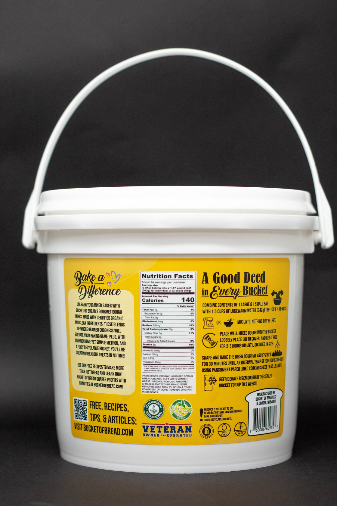 Bucket of Bread 1/2 Gallon Baking Kit Hearty Wheat