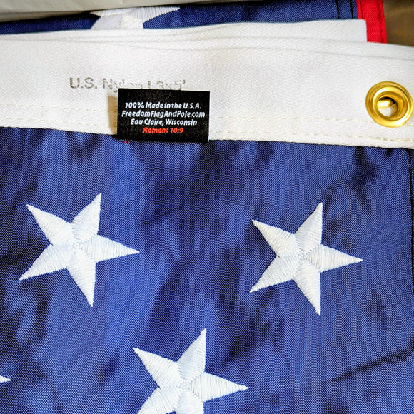 Freedom Flag & Pole 3' X 5' Signature Series United States Flag, Premium Nylon - 100% Made in USA