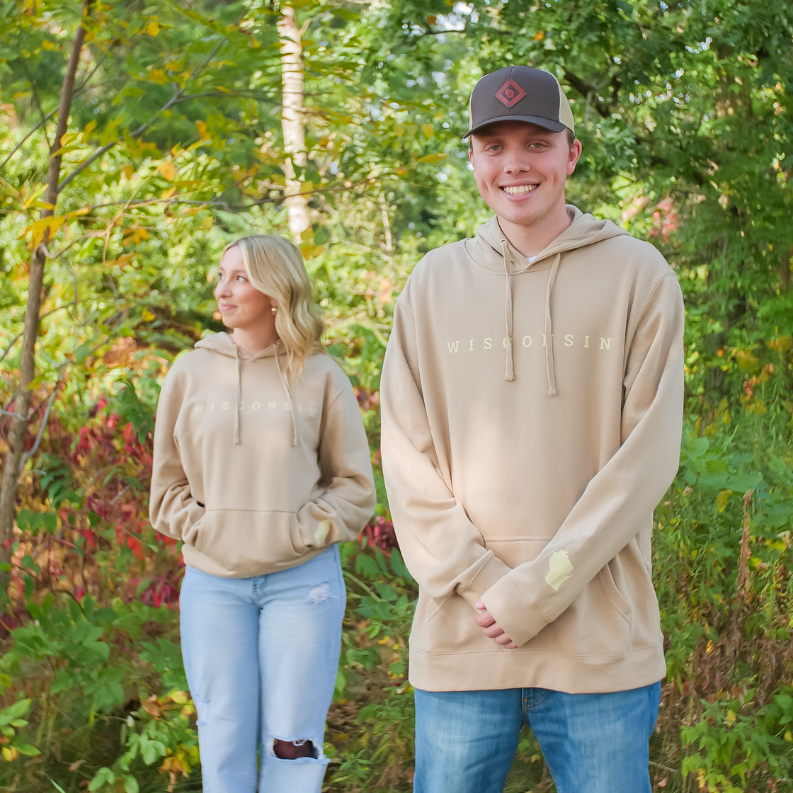 Tan Wisconsin Hoodie