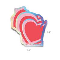 Wisconsin Holographic Heart Decal