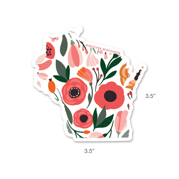 Floral Wisconsin Decal